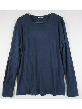 Ekouaer Mens Pullover Crew Neck Sweater Ribbed Knit Long Sleeve Size L Blue